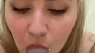 Sloppy Sex Toy Female Dildo Deepthroat Blowjob Blonde GIF