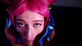 Teen Sucking POV Deepthroat Cosplay Camel Toe Blowjob GIF