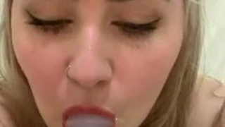 Sloppy Shower Deepthroat Blowjob Blonde Big Tits GIF