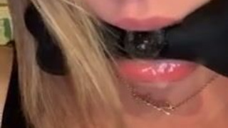 Spit Gagged Blowjob GIF