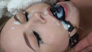 Gagged Facial Cumshot Cum Bondage GIF