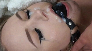 Gagged Facial Cumshot Cum Bondage GIF