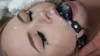 Gagged Facial Cumshot Cum Bondage GIF