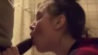 Interracial Face Fuck Deepthroat Blowjob Bathroom BBC GIF