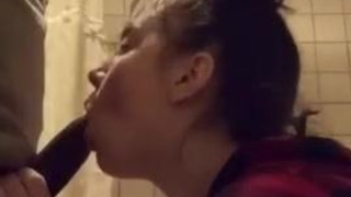 Interracial Face Fuck Deepthroat Blowjob Bathroom BBC GIF