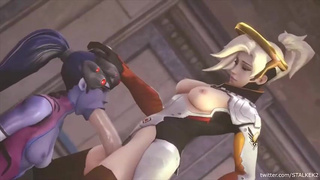 ThroatPie Rough Overwatch Oral Futanari Deepthroat Cum GIF